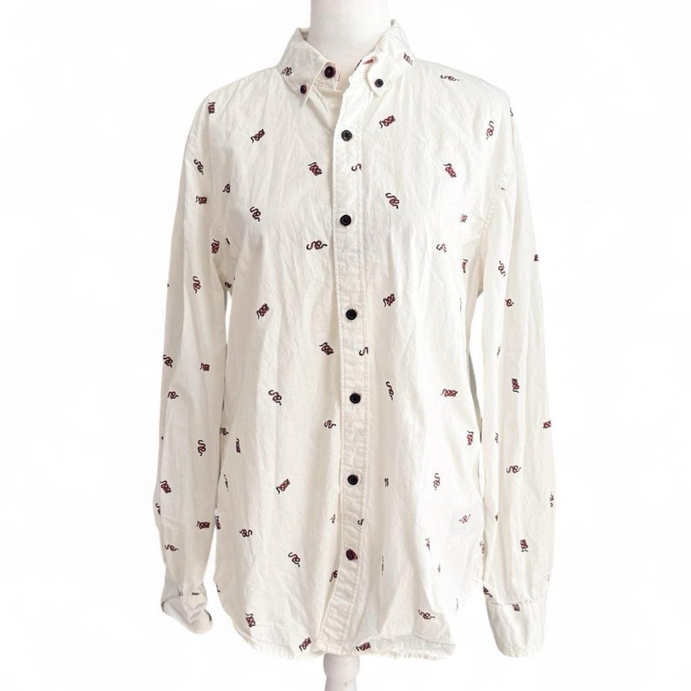 Drill Clothing Co Slim Fit Snake Print Button Down Shirt Mens M